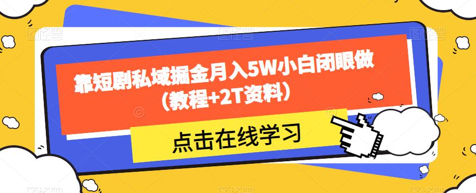 靠短剧私域掘金月入5W小白闭眼做（教程+2T资料）-杨大侠副业网