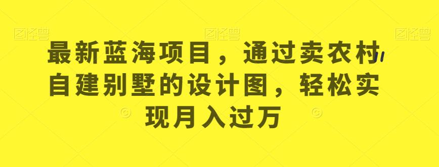 最新蓝海项目，通过卖农村自建别墅的设计图，轻松实现月入过万【揭秘】-杨大侠副业网