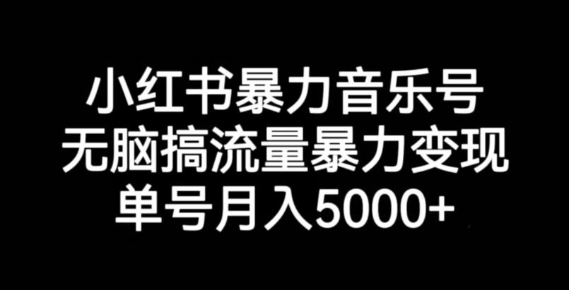 小红书暴力音乐号，无脑搞流量暴力变现，单号月入5000+-杨大侠副业网