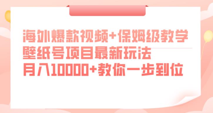 海外爆款视频+保姆级教学，壁纸号项目最新玩法，月入10000+教你一步到位【揭秘】-杨大侠副业网