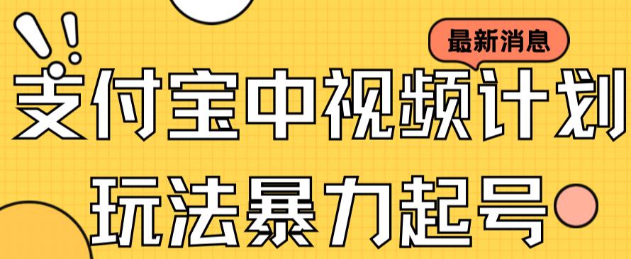 支付宝中视频玩法暴力起号影视起号有播放即可获得收益（带素材）-杨大侠副业网