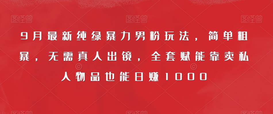 9月最新纯绿暴力男粉玩法，简单粗暴，无需真人出镜，全套赋能靠卖私人物品也能日赚1000-杨大侠副业网