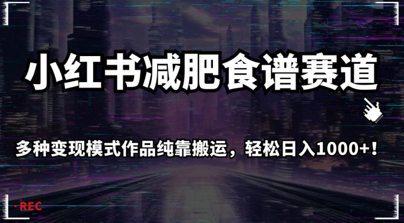 小红书减肥食谱赛道，多种变现模式作品纯靠搬运，轻松日入1000+！【揭秘】-杨大侠副业网