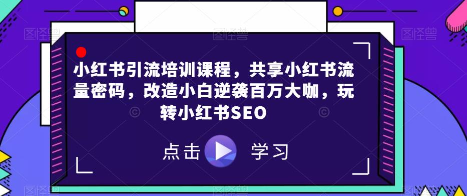 小红书引流培训课程，共享小红书流量密码，改造小白逆袭百万大咖，玩转小红书SEO-杨大侠副业网