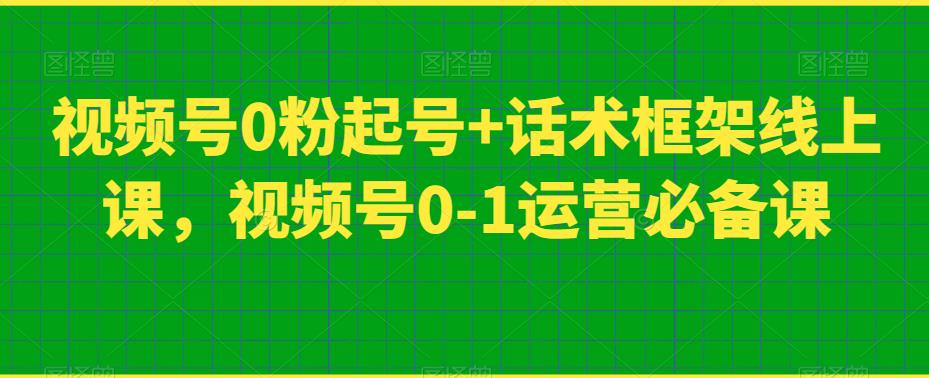 视频号0粉起号+话术框架线上课，视频号0-1运营必备课-杨大侠副业网