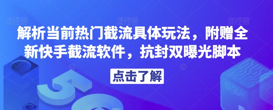 解析当前热门截流具体玩法，附赠全新快手截流软件，抗封双曝光脚本【揭秘】-杨大侠副业网