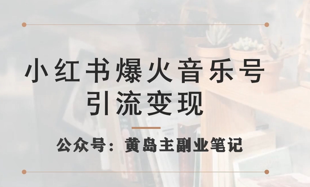 小红书爆火音乐号引流变现项目，视频版一条龙实操玩法分享给你-杨大侠副业网