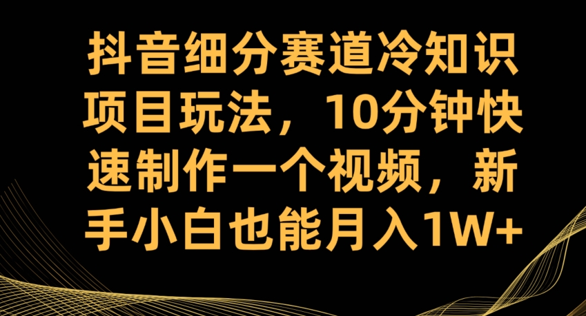 抖音细分赛道冷知识项目玩法，10分钟快速制作一个视频，新手小白也能月入1W+【揭秘】-杨大侠副业网