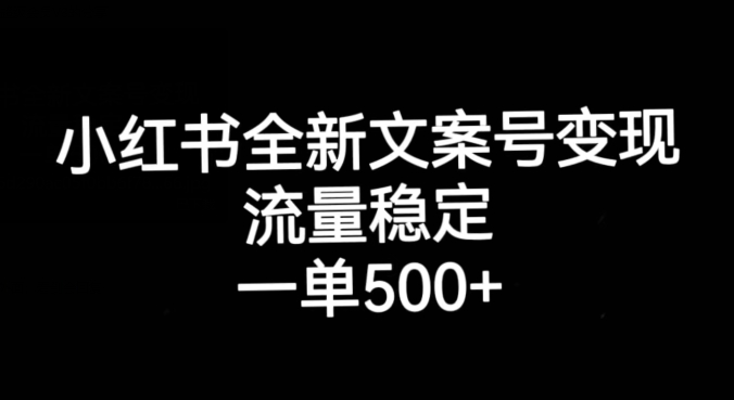 小红书全新文案号变现，流量稳定，一单收入500+-杨大侠副业网