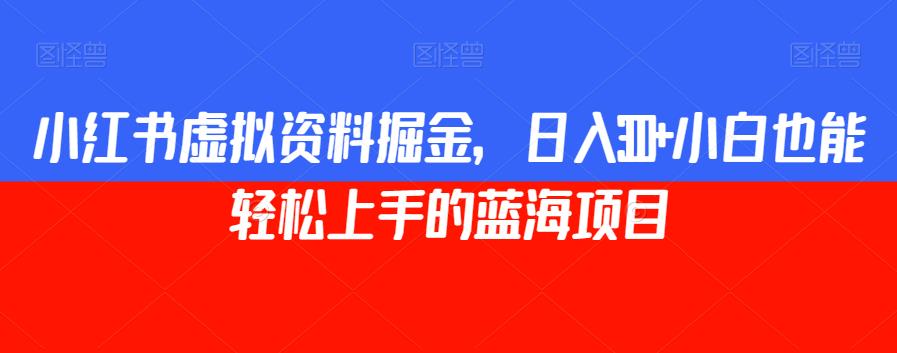 小红书虚拟资料掘金，日入300+小白也能轻松上手的蓝海项目【揭秘】-杨大侠副业网