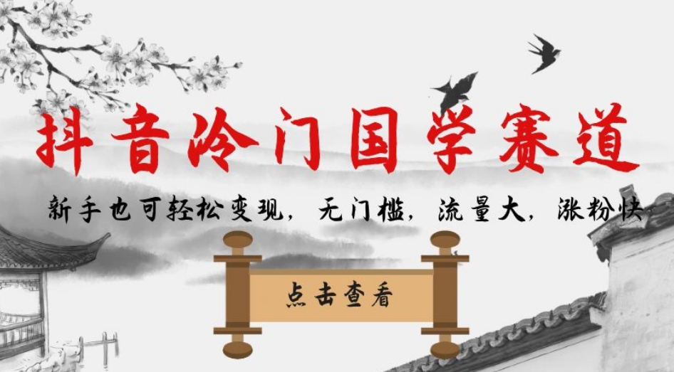 抖音冷门国学赛道，新手也可轻松变现，无门槛，流量大，涨粉快-杨大侠副业网