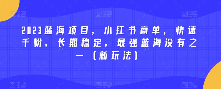 2023蓝海项目，小红书商单，快速千粉，长期稳定，最强蓝海没有之一（新玩法）-杨大侠副业网