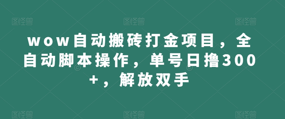 wow自动搬砖打金项目，全自动脚本操作，单号日撸300+，解放双手【揭秘】-杨大侠副业网