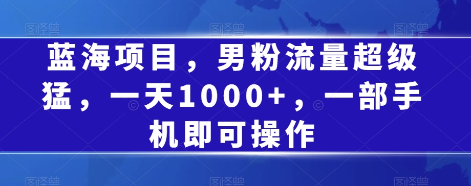 蓝海项目，男粉流量超级猛，一天1000+，一部手机即可操作【揭秘】-杨大侠副业网