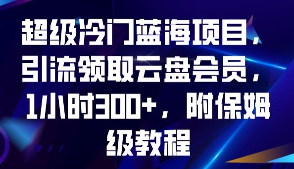 超级冷门蓝海项目，引流领取云盘会员，1小时300+，附保姆级教程-杨大侠副业网