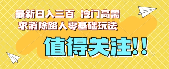 最新日入三百，冷门高需求消除路人零基础玩法【揭秘】-杨大侠副业网