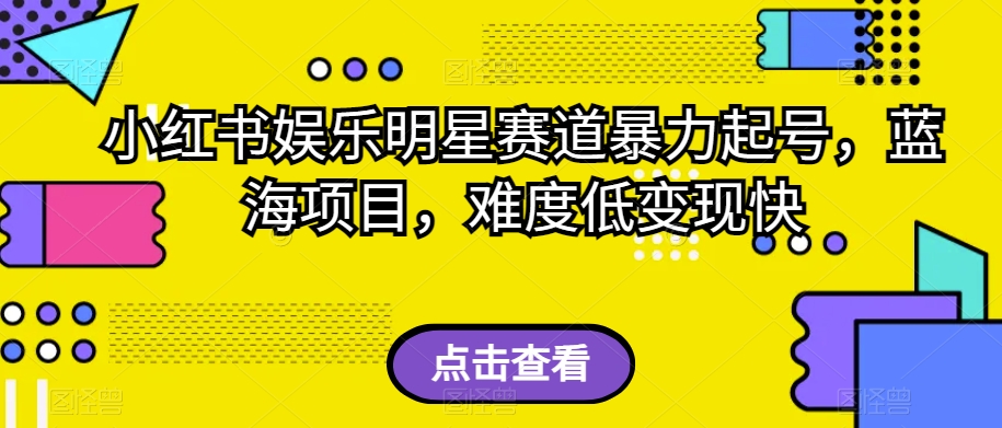 小红书娱乐明星赛道暴力起号，蓝海项目，难度低变现快【揭秘】-杨大侠副业网