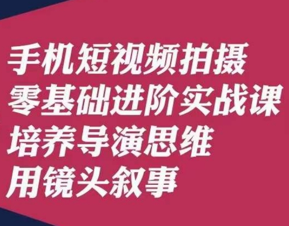 手机短视频拍摄零基础进阶实战课，培养导演思维用镜头叙事唐先生-杨大侠副业网