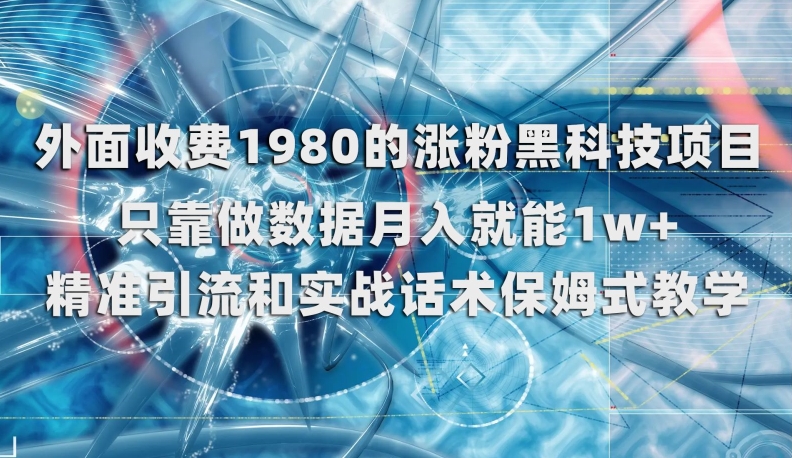 外面收费1980的涨粉黑科技项目，只靠做数据月入就能1w+【揭秘】-杨大侠副业网