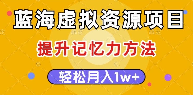 蓝海虚拟资源项目，提升记忆力方法，多种变现方式，轻松月入1w+【揭秘】-杨大侠副业网