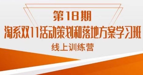 南掌柜·淘系双11活动策划和落地方案线上课18期-杨大侠副业网