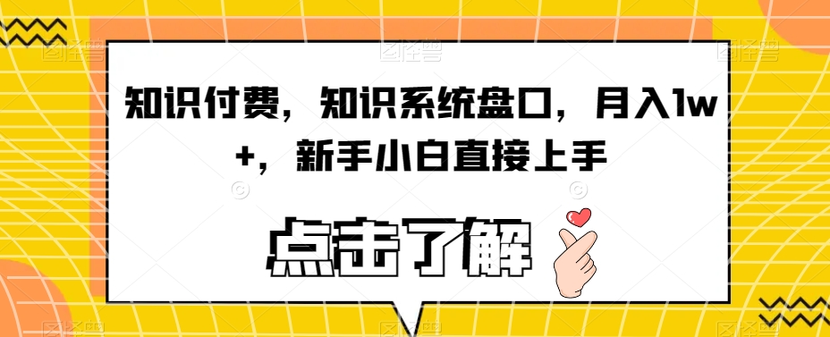 知识付费，知识系统盘口，月入1w+，新手小白直接上手-杨大侠副业网