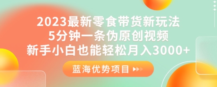 2023最新零食带货新玩法，5分钟一条伪原创视频，新手小白也能轻松月入3000+【揭秘】-杨大侠副业网