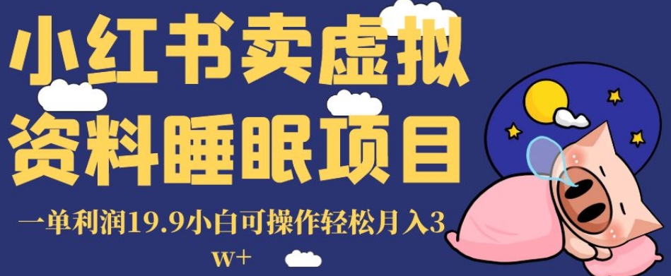 小红书卖虚拟资料睡眠项目，一单利润19.9小白可操作轻松月入3w+【揭秘】-杨大侠副业网