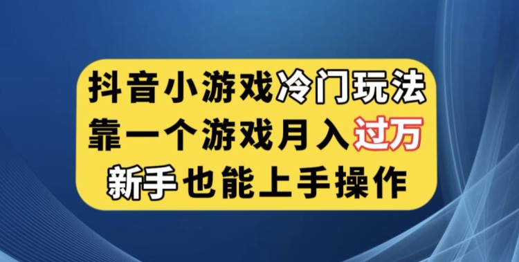 抖音小游戏冷门玩法，靠一个游戏月入过万，新手也能轻松上手【揭秘】-杨大侠副业网