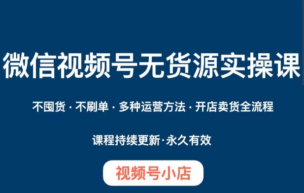 微信视频号小店无货源实操课程，​不囤货·不刷单·多种运营方法·开店卖货全流程-杨大侠副业网