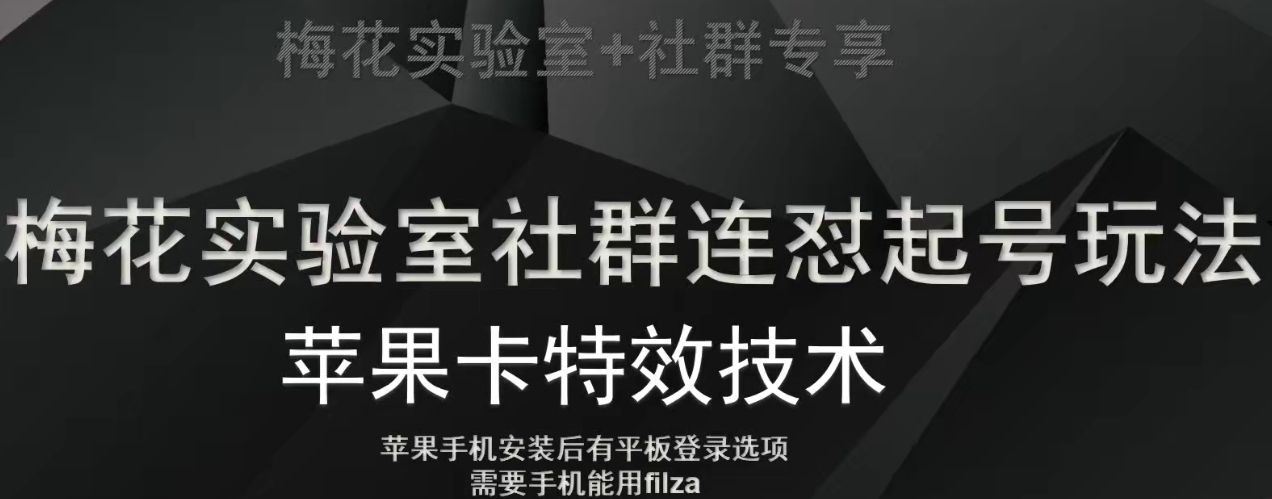 梅花实验室社群视频号连怼起号玩法，最新苹果卡特效技术-杨大侠副业网