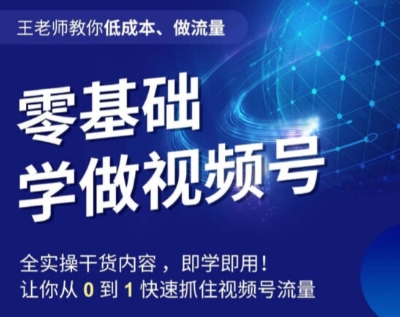 王老师教你低成本、做流量，零基础学做视频号，0-1快速抓住视频号流量-杨大侠副业网