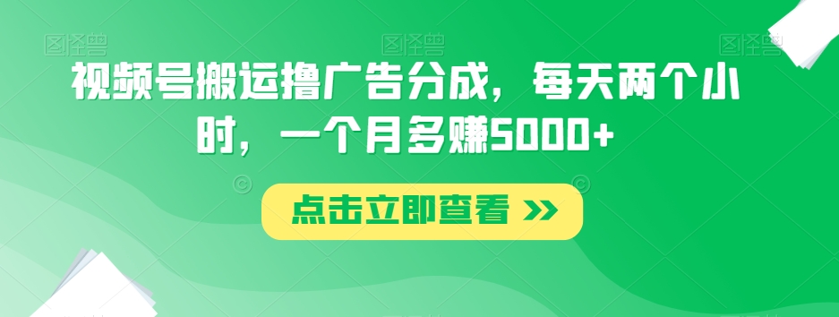 视频号搬运撸广告分成，每天两个小时，一个月多赚5000+-杨大侠副业网