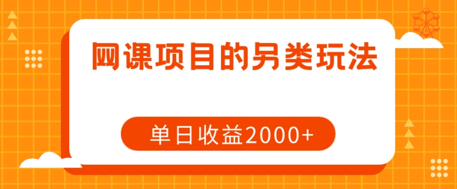 网课项目的另类玩法，单日收益2000+【揭秘】-杨大侠副业网