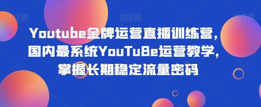 Youtube金牌运营直播训练营，国内最系统YouTuBe运营教学，掌握长期稳定流量密码-杨大侠副业网