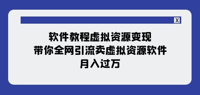 软件教程虚拟资源变现：带你全网引流卖虚拟资源软件，月入过万（11节课）-杨大侠副业网