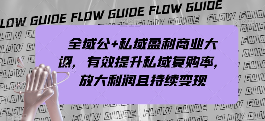 全域公+私域盈利商业大课，有效提升私域复购率，放大利润且持续变现-杨大侠副业网