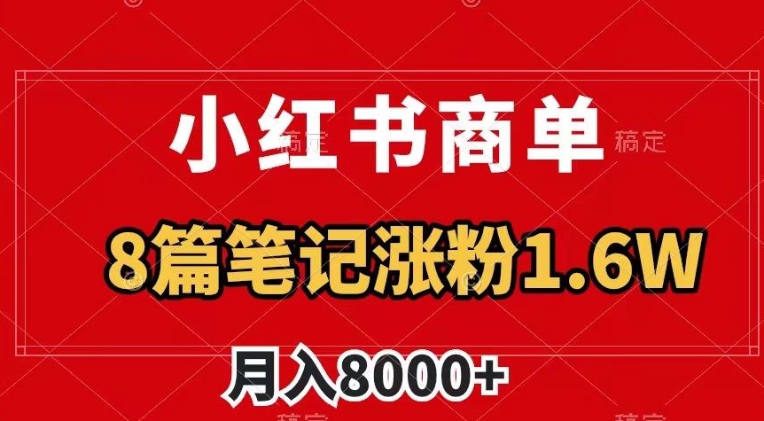 小红书商单最新玩法，8篇笔记涨粉1.6w，作品制作简单，月入8000+【揭秘】-杨大侠副业网