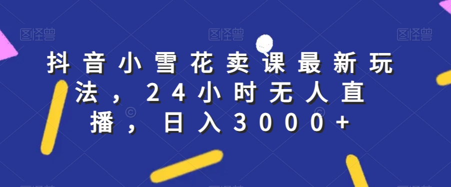 抖音小雪花卖课最新玩法，24小时无人直播，日入3000+【揭秘】-杨大侠副业网