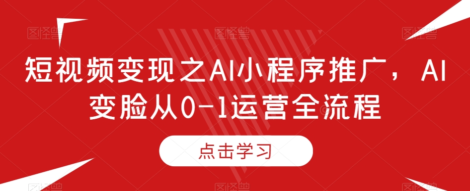 短视频变现之AI小程序推广，AI变脸从0-1运营全流程-杨大侠副业网