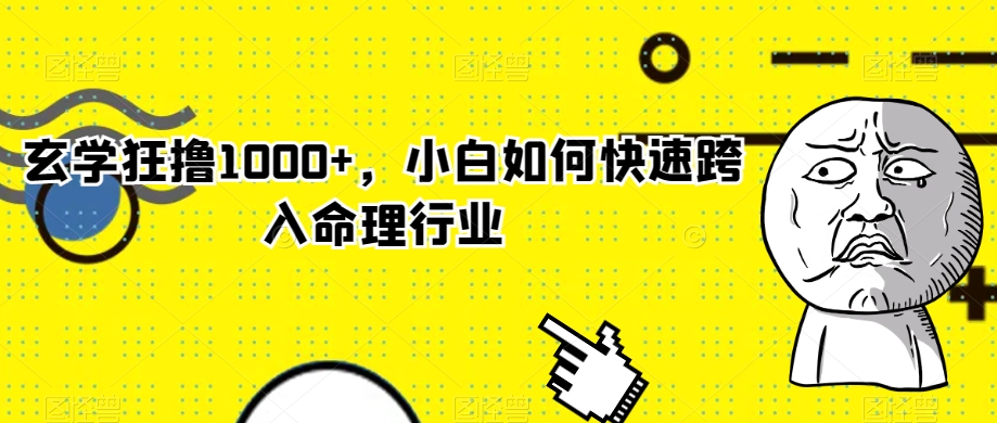 玄学狂撸1000+，小白如何快速跨入命理行业【揭秘】-杨大侠副业网