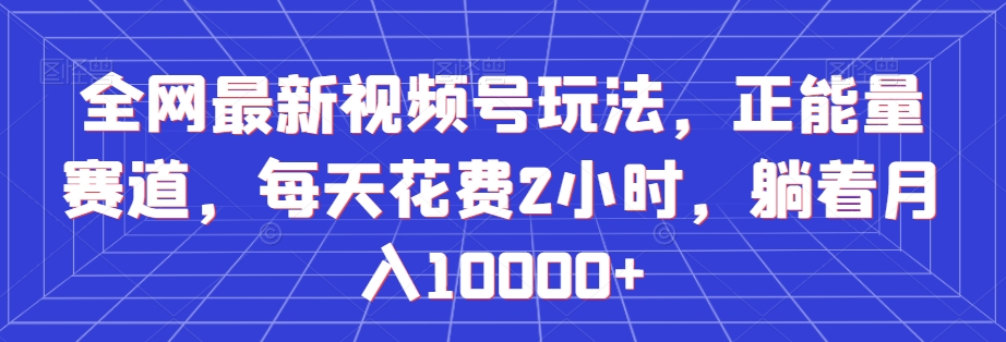 全网最新视频号玩法，正能量赛道，每天花费2小时，躺着月入10000+【揭秘】-杨大侠副业网