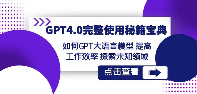 GPT4.0完整使用-秘籍宝典：如何GPT大语言模型提高工作效率探索未知领域-杨大侠副业网