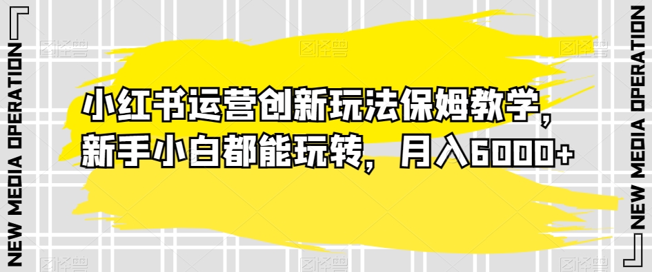 小红书运营创新玩法保姆教学，新手小白都能玩转，月入6000+【揭秘】-杨大侠副业网