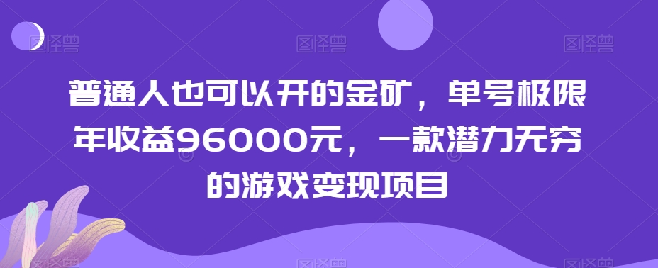 普通人也可以开的金矿，单号极限年收益96000元，一款潜力无穷的游戏变现项目【揭秘】-杨大侠副业网