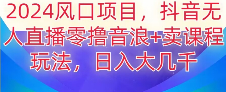 2024风口项目，抖音无人主播撸音浪+卖课程玩法，日入大几千【揭秘】-杨大侠副业网