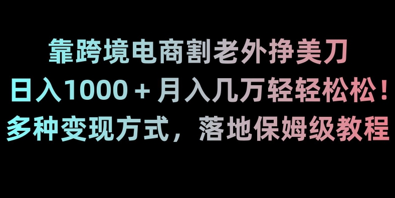 靠跨境电商割老外挣美刀，日入1000＋月入几万轻轻松松！多种变现方式，落地保姆级教程【揭秘】-杨大侠副业网