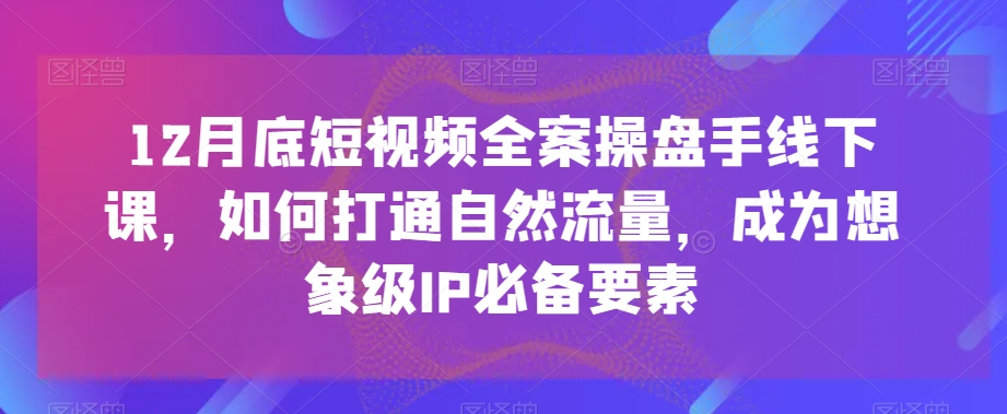 12月底短视频全案操盘手线下课，如何打通自然流量，成为想象级IP必备要素-杨大侠副业网