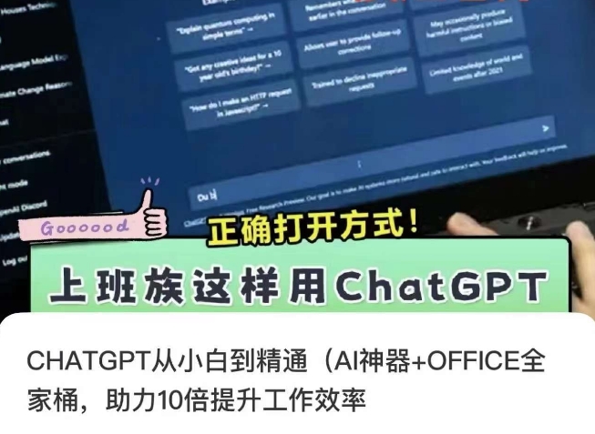 CHATGPT从小白到精通，AI神器+OFFICE全家桶，助力10倍提升工作效率-杨大侠副业网