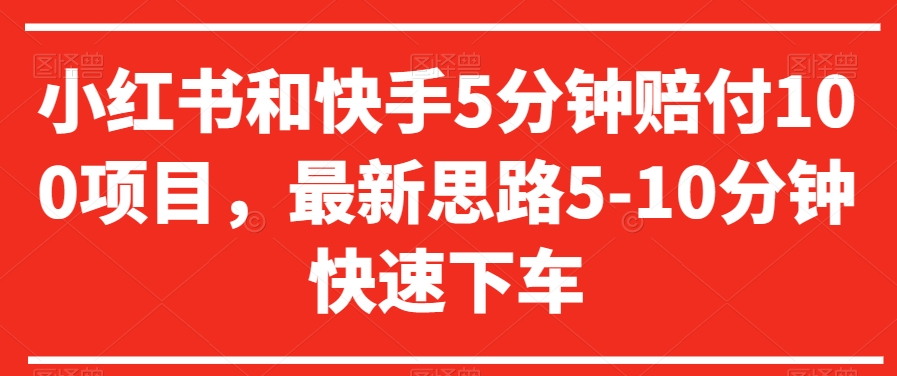 小红书和快手5分钟赔付100项目，最新思路5-10分钟快速下车【仅揭秘】-杨大侠副业网